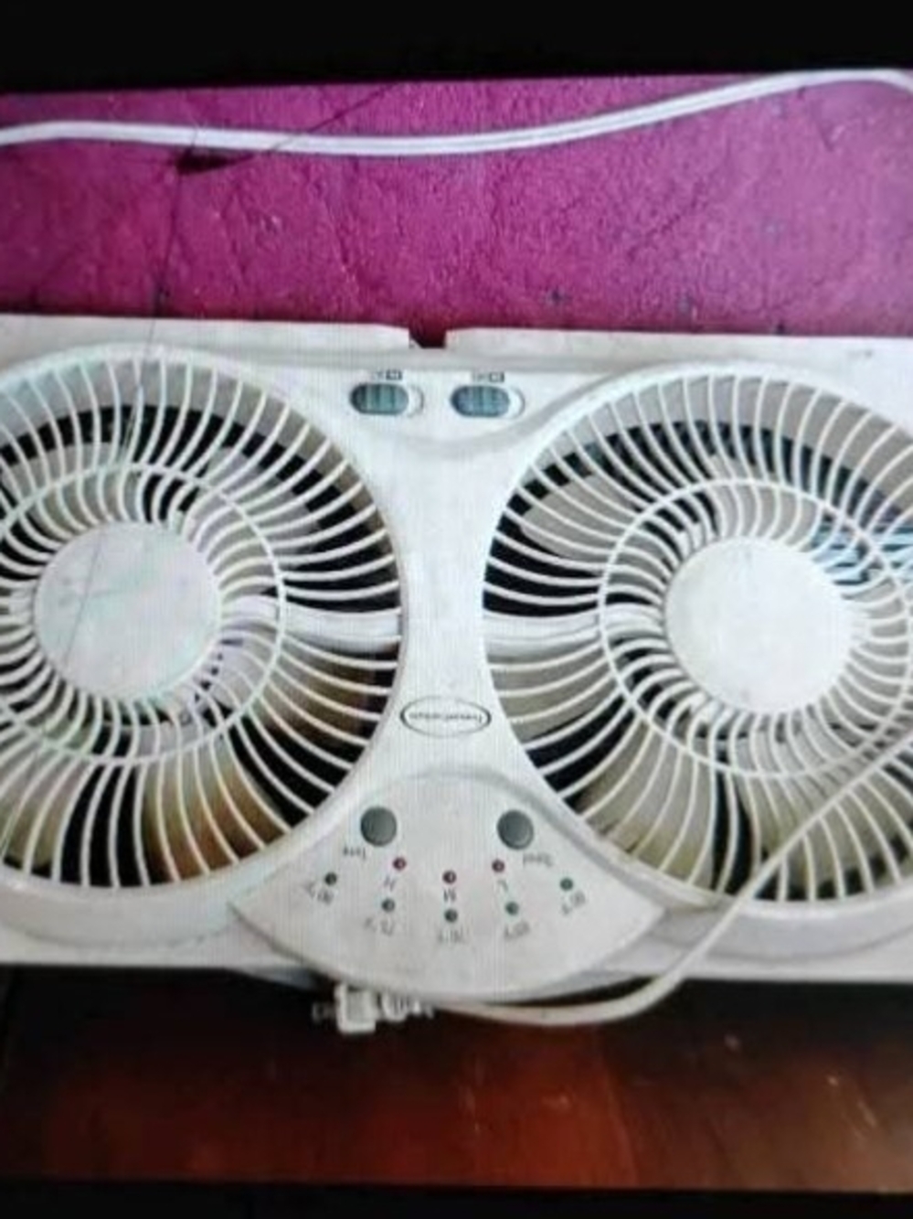 White Dual-Head Table Fan with Independent Controls, A Double Window Fan
